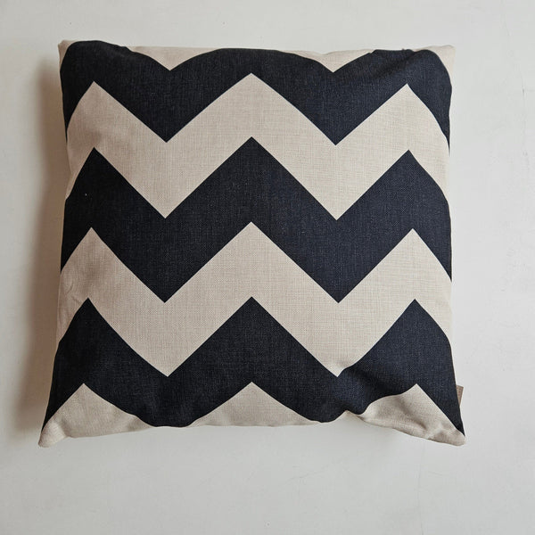 Ocho Cotton Cushion in Black/Natural 60x60cm