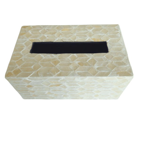 Dana Inlay Tissue Box Holder in Ivory