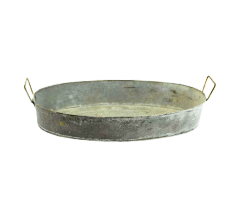 Large Zinc Oval Serving Tray in Rustic Finish - Buy 1 Get 1 Free Sale