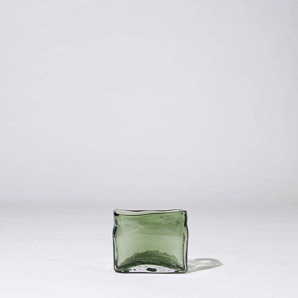 Block Glass Vase in Green 11cm