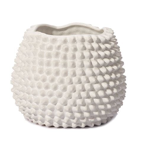 Agnes Ceramic Textured Vase in White 15cm