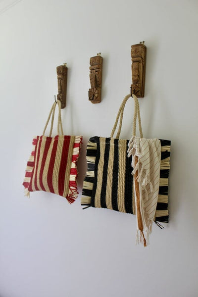 Sol Fringed Bag in Red Stripe