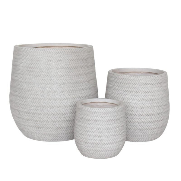 Weave Ceramic Plant Pot in White - Small