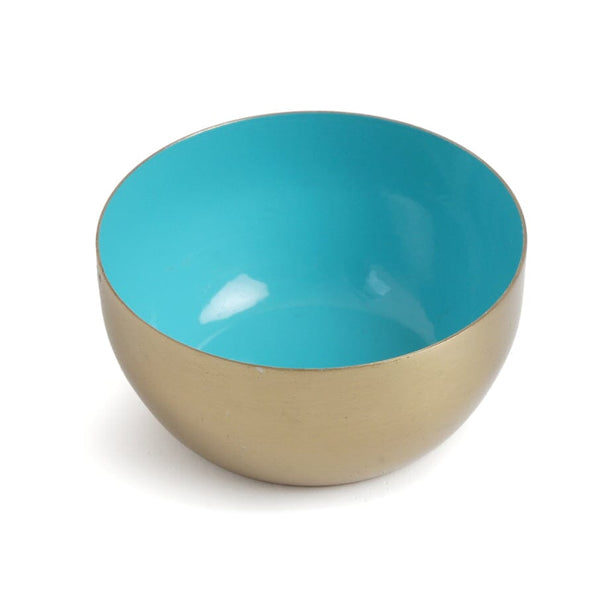 Celia Brass Serving Bowl in Aqua 25.5cm