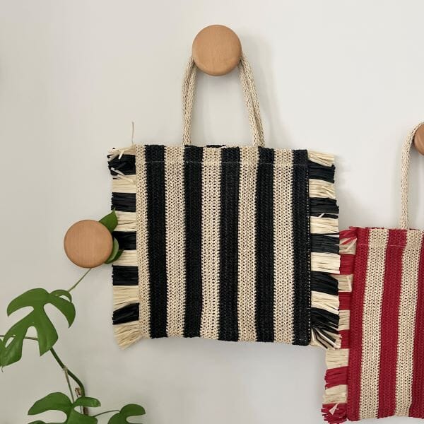 Sol Fringed Bag in Black Stripe