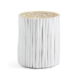 Teak Branches Side Table in White