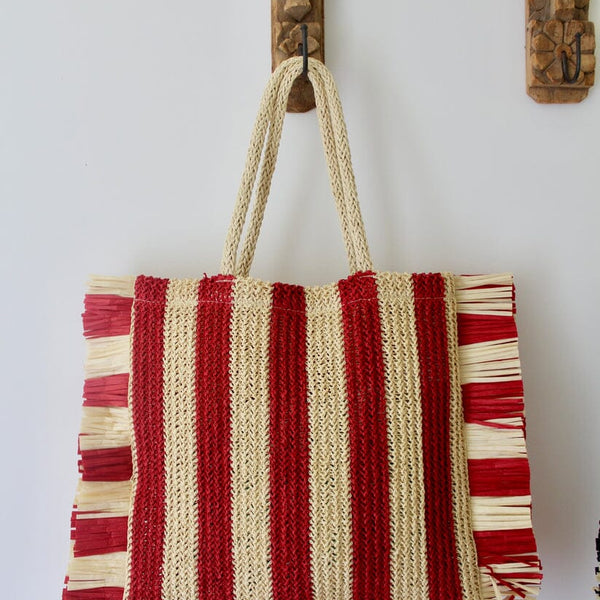 Sol Fringed Bag in Red Stripe