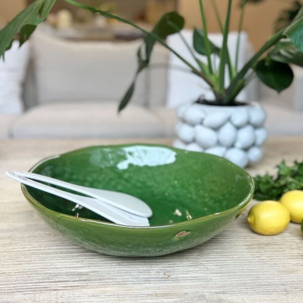 Salerno Glazed Oversized Serving Bowl in Green 38cm