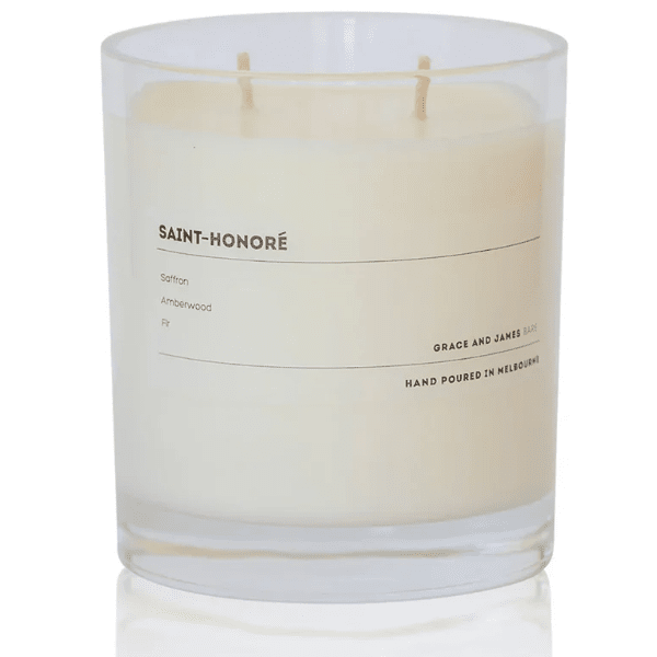 Grace & James Saint Honore 80Hr Candle - Saffron, Amberwood & Fir