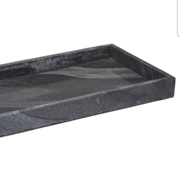 Alia Rectangular Marble Tray in Black