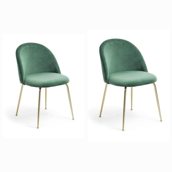 Safia Velvet Dining Chair Set of 2 in Turquoise/Gold (Save 40%)