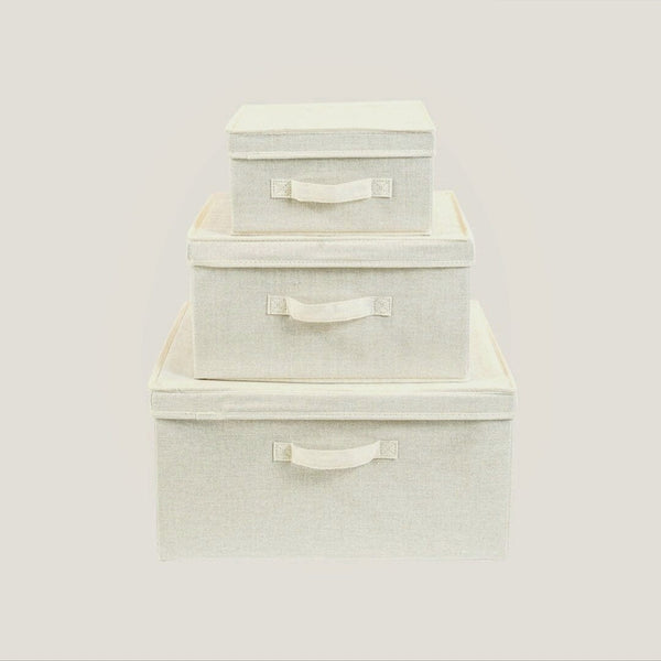 Canvas Stackable Storage Box Set in White - Buy 1 Get 1 Free Sale