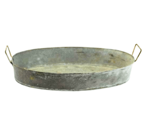 Large Zinc Oval Serving Tray in Rustic Finish - Buy 1 Get 1 Free Sale