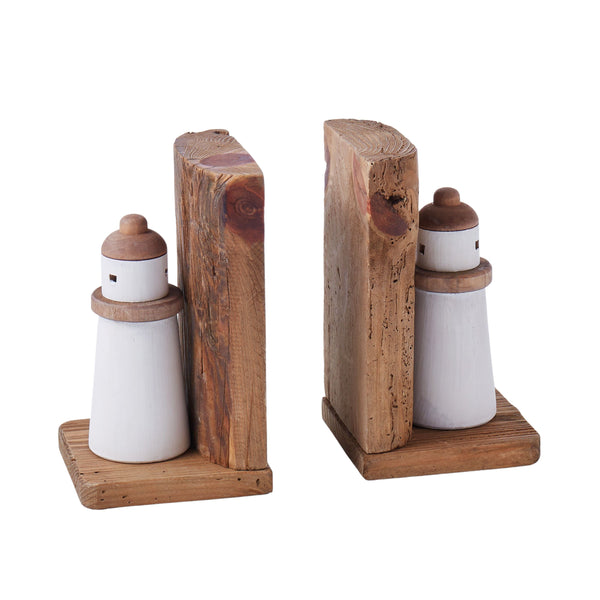 Kiri Wooden Lighthouse Bookends - Set of 2