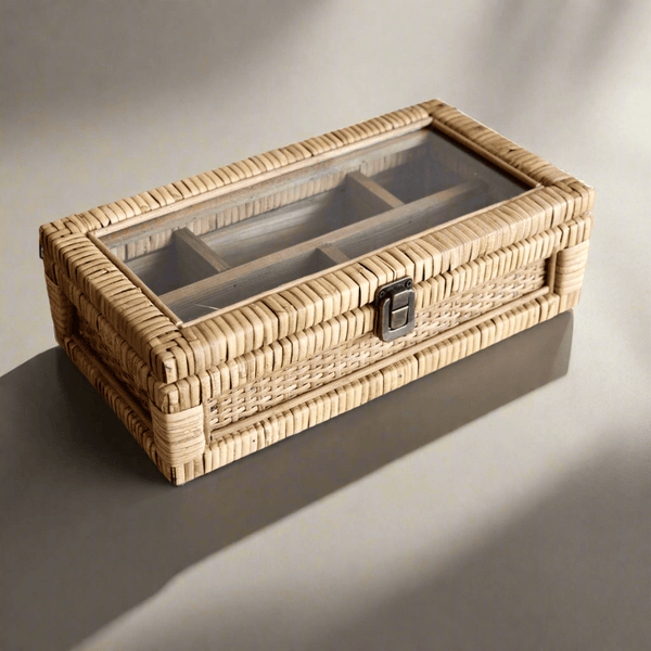 Mareva Rattan Display Jewellery Box in Natural 33cm