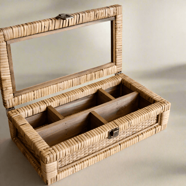 Mareva Rattan Display Jewellery Box in Natural 33cm