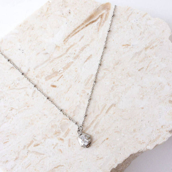 Estrella Silver Necklace - Crystal Pendant