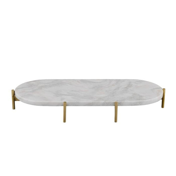 Bella Marble Tray W/ Gold Metal Stand 46cm