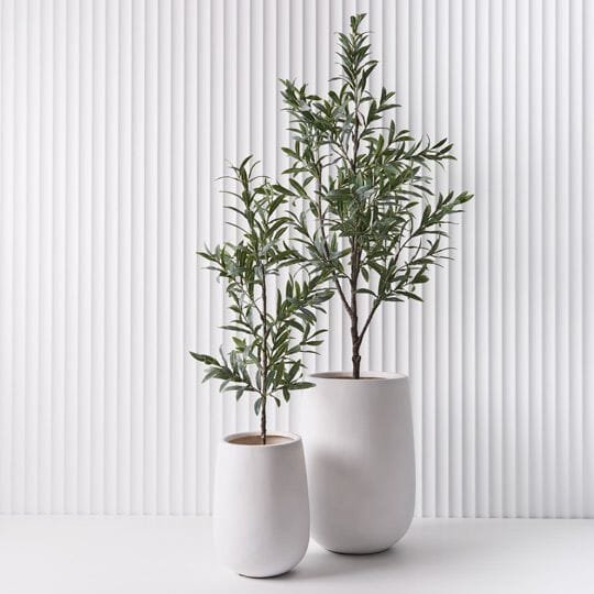 Delphine Tall Pot in Matte White 50cm