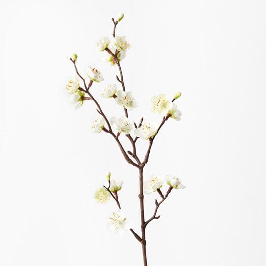 Plum Faux Blossom in White - 50cm