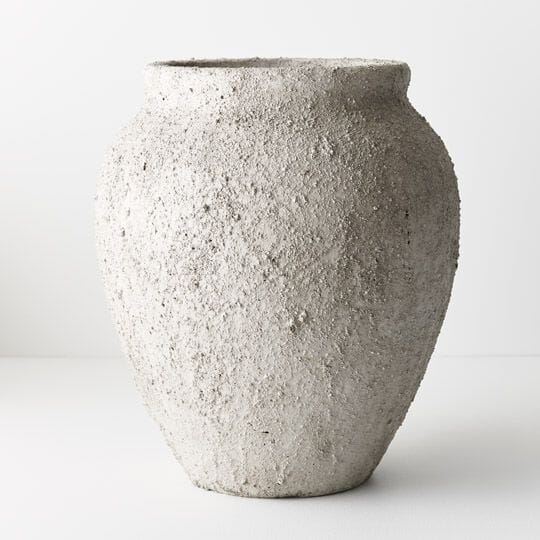 Margarida Stone Textured Vase in Antique Grey 35cm