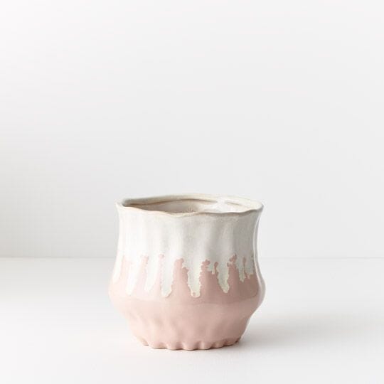 Celine Ceramic Pot in Pink/White 13cm