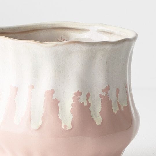 Celine Ceramic Pot in Pink/White 13cm