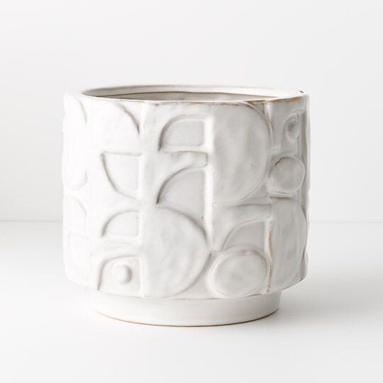 Mira Geometric Ceramic Pot in White