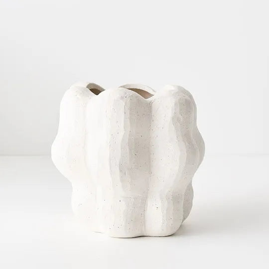 Jagger Stoneware Vase in White 20cm