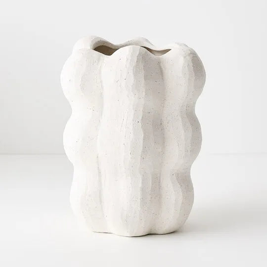 Jagger Stoneware Vase in White 24cm