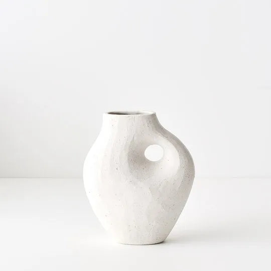 Cleo Stoneware Vase in White 20cm