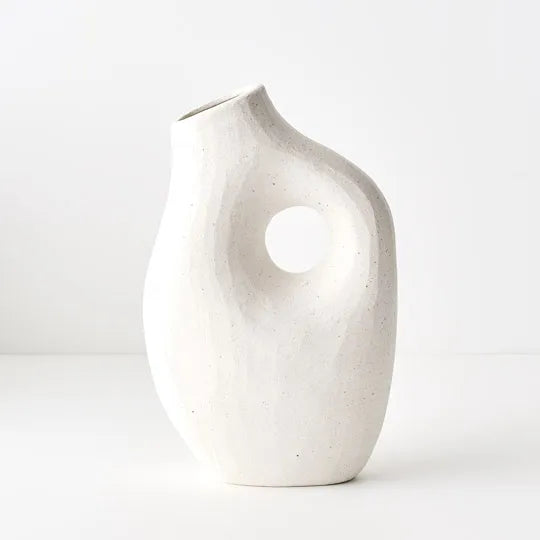 Cleo Stoneware Vase in White 30cm