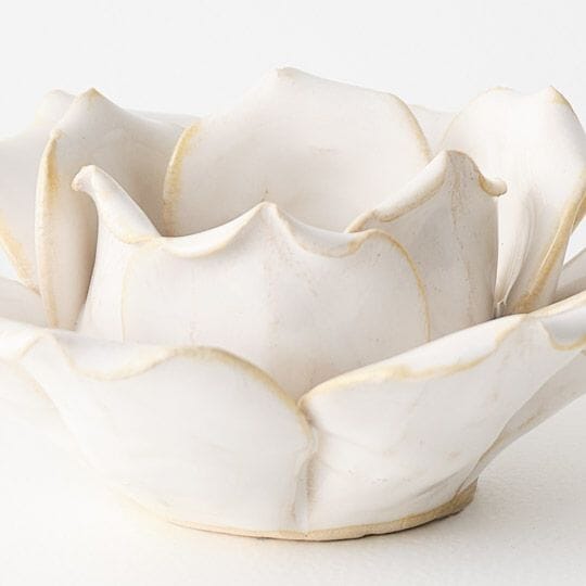 Lotus Ceramic Candle Holder in White