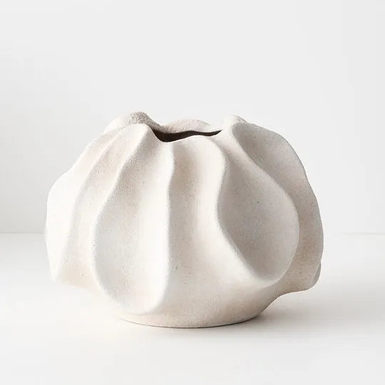 Inez Stoneware Vase in White 25cm