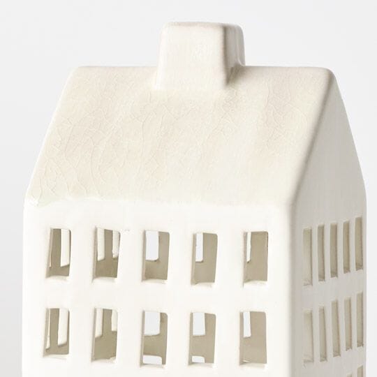 Ceramic House Lantern in Ivory 30cm