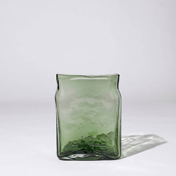 Block Glass Vase in Green 22cm