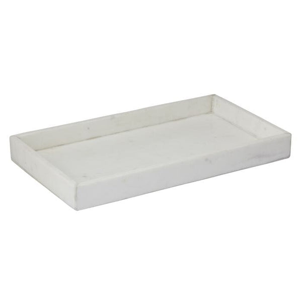 Alia Rectangular Carrara Marble Tray in White