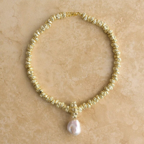 Jeqel Vermeil Gold Necklace W/ Pearl Pendant