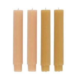 Ribbed Candles in Mustard/Pink - Set of 4