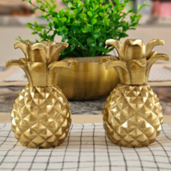 Pineapple Salt and Pepper Shakers Gold