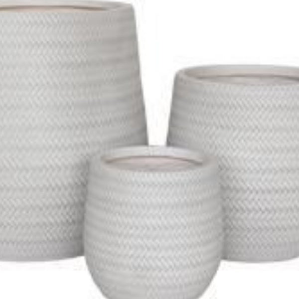 Weave Ceramic Plant Pot in White - Small