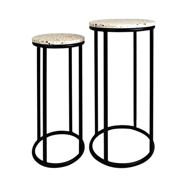 Bella Terrazzo/Black Metal Plant Stand - Large