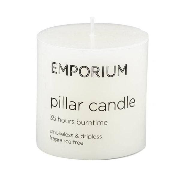 Pillar Candle in White 7.5 x 7.5cm