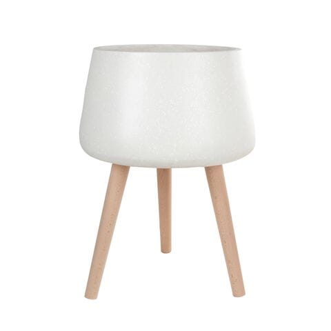 Hera Medium Planter W/ Wood Legs in White