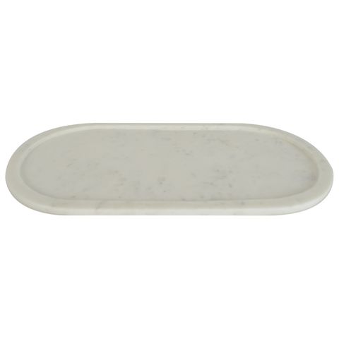 Bridgette Oval Marble Tray in White 28cm