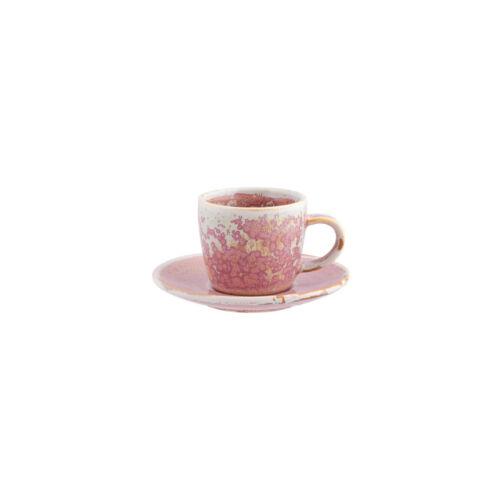 Indigo Stoneware Espresso Cup W/ Saucer in Pink Bleed